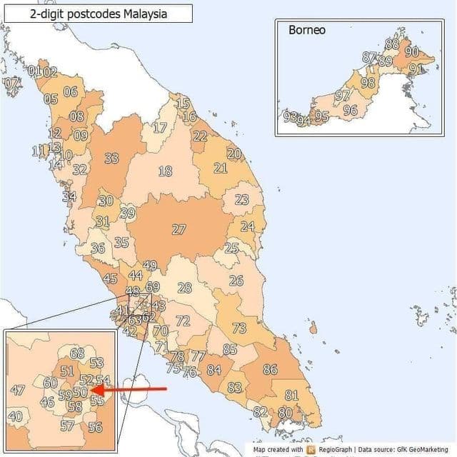 吉隆坡(KL)邮编地图
