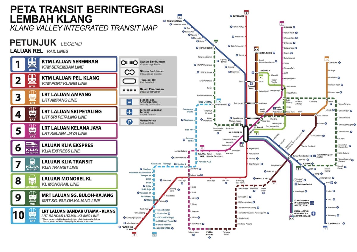 吉隆坡(KL)交通地图