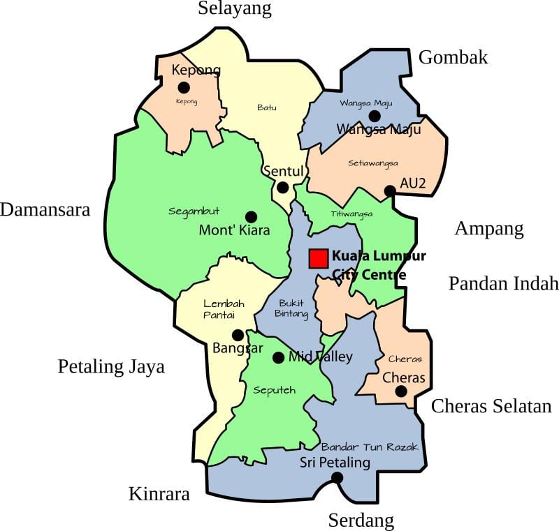吉隆坡(KL)地区地图