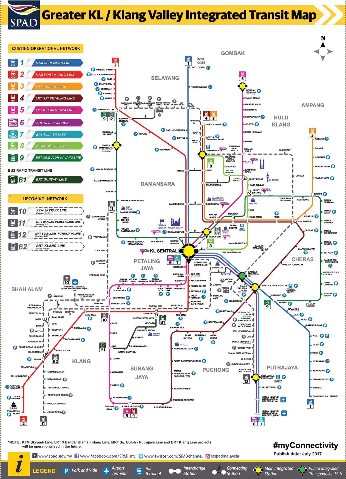 吉隆坡(KL)的地铁站地图