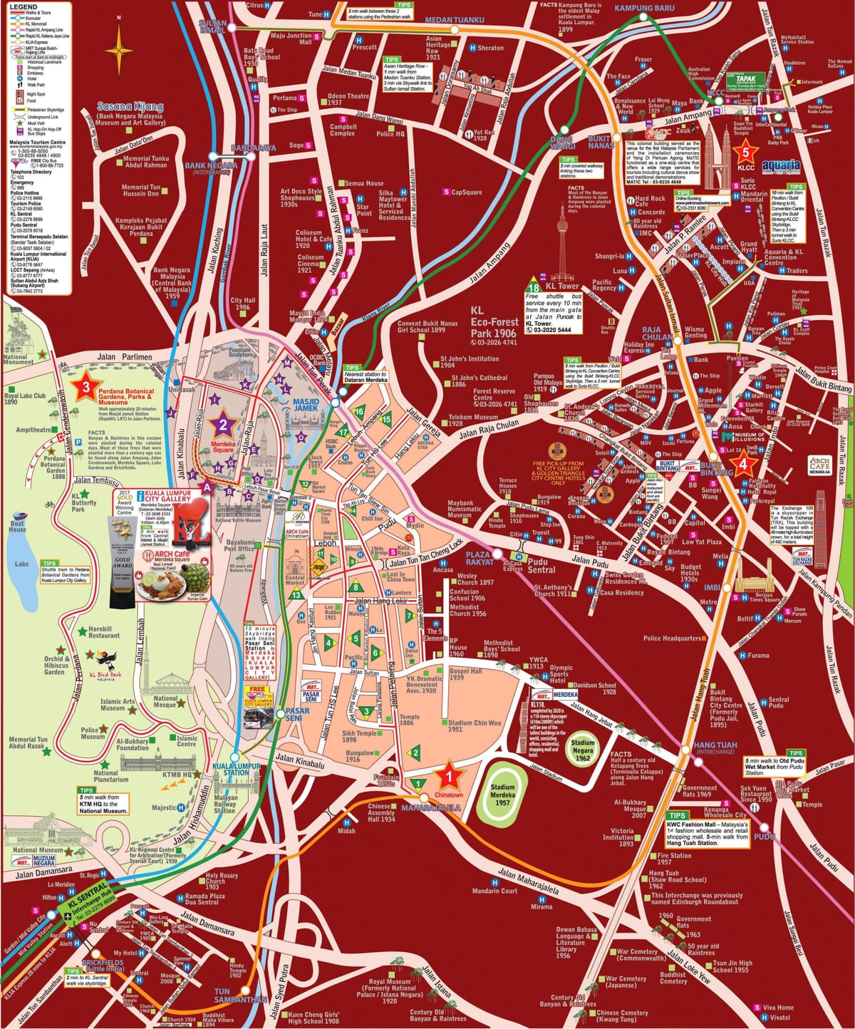 吉隆坡(KL)步行游览地图